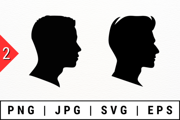 2 Male Profile Silhouettes Vector Art for Crafts and Graphics