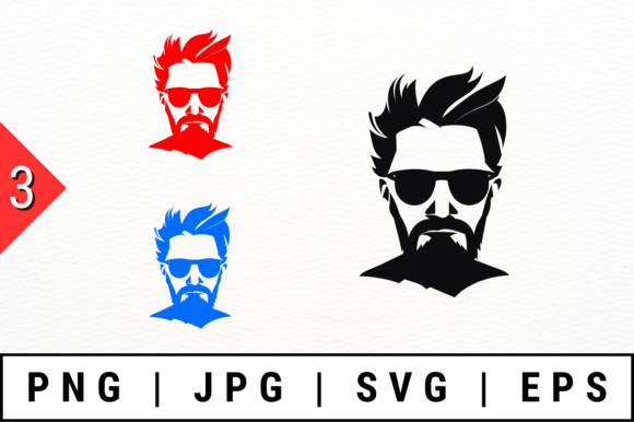 Bearded Man with Sunglasses Silhouette: A Bold Embroidery Design for Real Projects