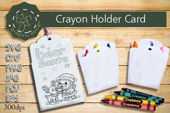 Christmas Card, Crayon Holder Card: A Festive Graphic Design Asset for Local Businesses
