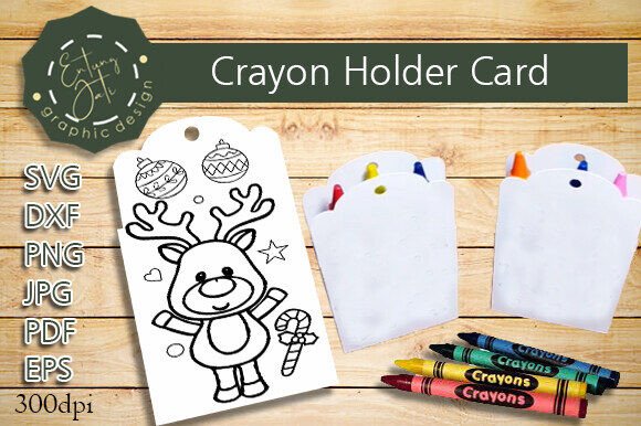 Christmas Deer Card Holder Crayon: A Seasonal Graphic Design Asset for Content Creators