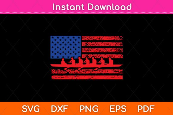 Crew Rowing Boat Oars US American Flag SVG Design for Crafts & Graphics