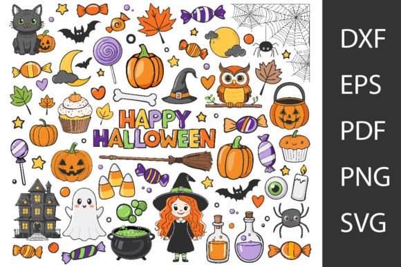 Cute Halloween Clipart Bundle for Crafts and Graphics