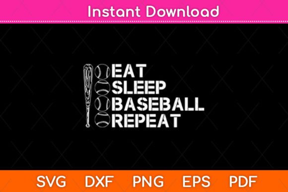 Eat Sleep Baseball Repeat: A Versatile Graphic Design Asset for Crafts and Creatives