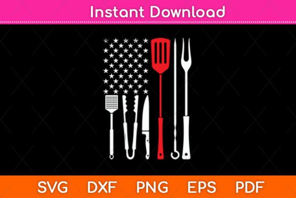 Funny American Flag Grilling Tools BBQ Graphics for Crafts & Branding