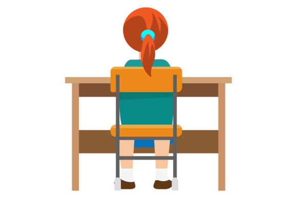 Girl Pupil Back View: A Versatile Graphic for Crafts and Handmade Creations