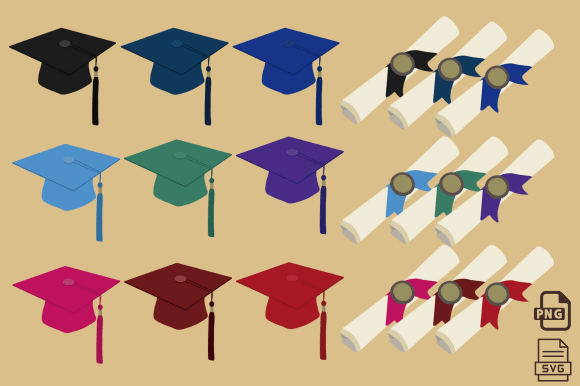 Graduation Cap and Diploma Graphics for Crafts