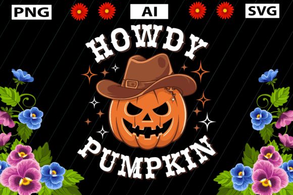 Halloween Shirt Design, Howdy Pumpkin: A Graphic Asset for Crafts and Seasonal Creations