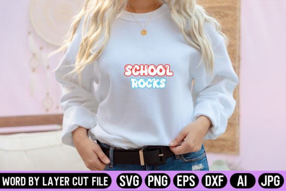School Rocks Retro Design: A Graphics Asset for Crafts and Merch