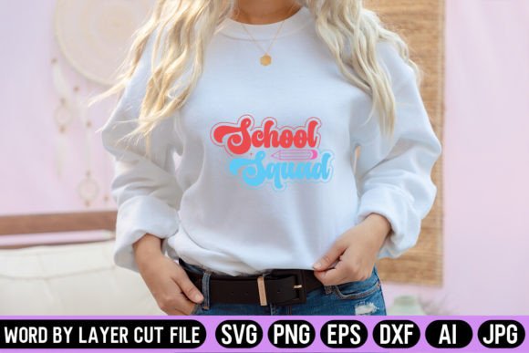 School Squad Retro Design: A Graphic Asset for Crafts and Creative Projects