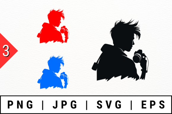 Silhouettes of Photographer with Camera: A Graphic Asset for Crafts and Designers
