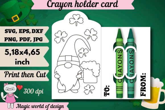 St Patrick Gnome with Beer Coloring Card: A Vibrant Graphic for Crafty Projects
