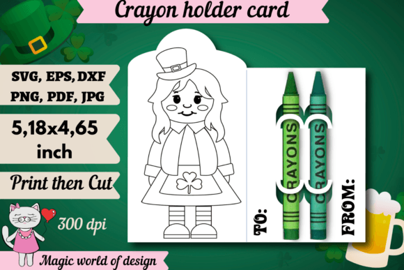 St. Patrick's Girl Gnome Coloring Cards: A Festive Graphic Design Asset for Crafts