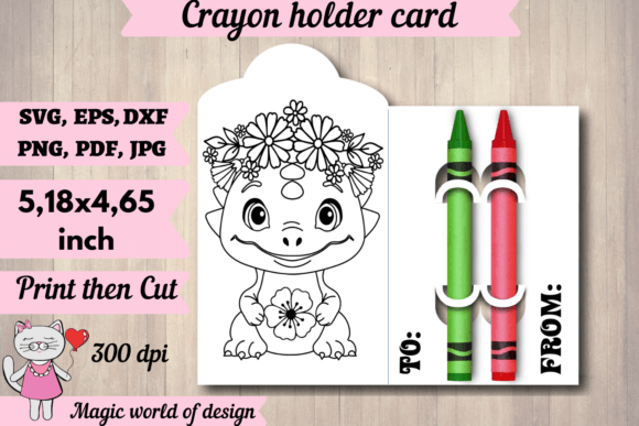Summer Baby Dinosaur Crayon Holder Card Review for Embroidery Projects