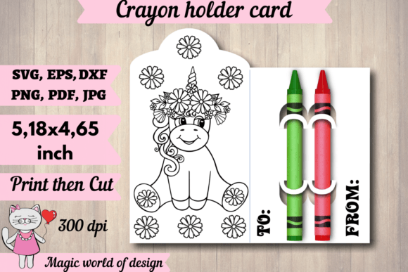 Unicorn in Flowers Crayon Holder Graphics for Crafts & Branding