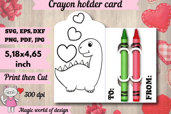 Valentine’s Day Dinosaur Coloring Card: A Festive Graphic for Crafts and Branding