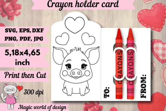 Valentine’s Day Pig Coloring Card Holder – A Versatile Graphic for Crafts and Graphics
