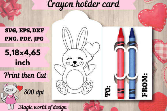 Valentine’s Day Rabbit Crayon Holder Card: A Graphic Design Asset for Creative Content